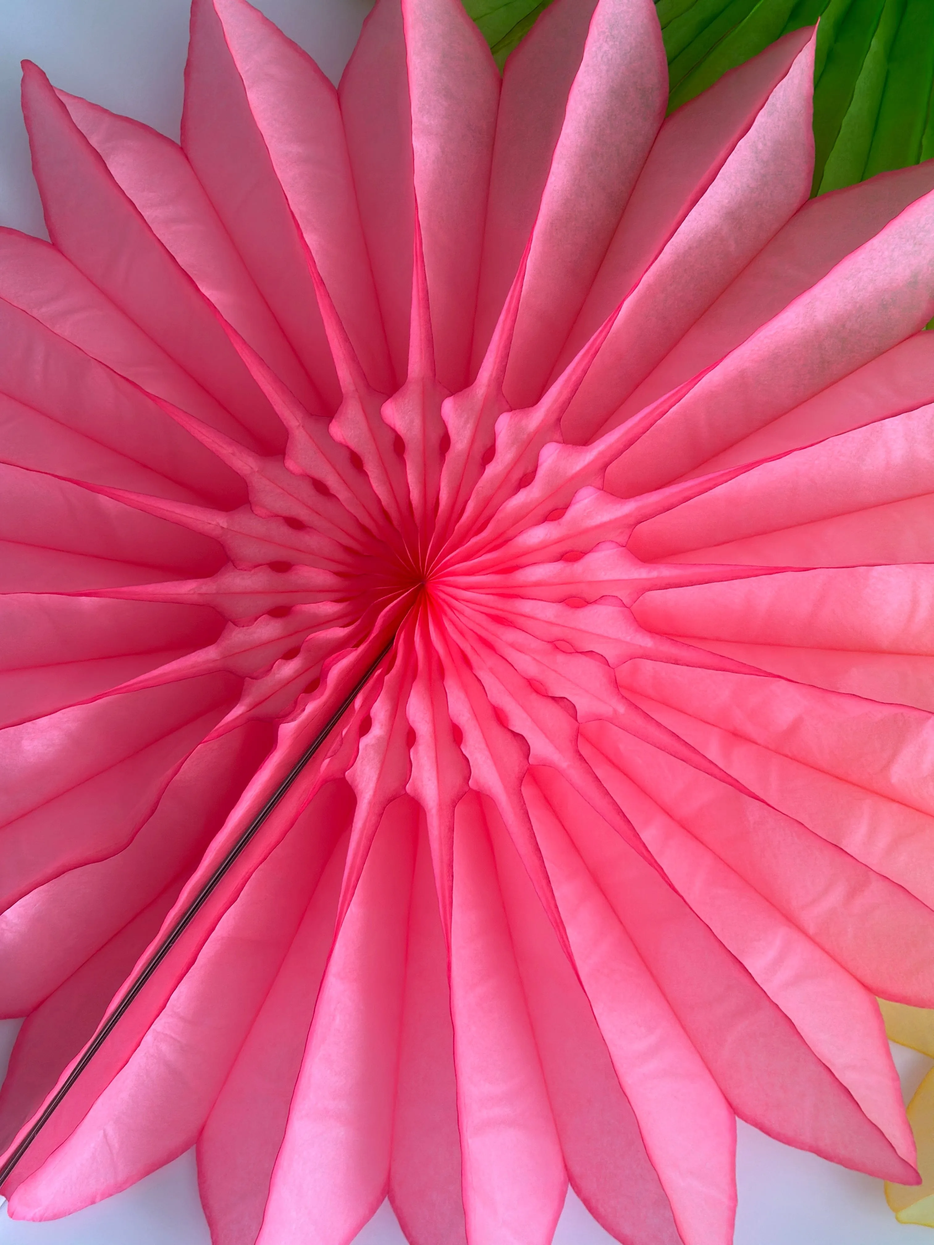 Bright Summer Colour Paper Fans - Set of 4 - 26' Diameter - Perfect Party Decorations - Orange, Yellow, Green, Blue and Pink