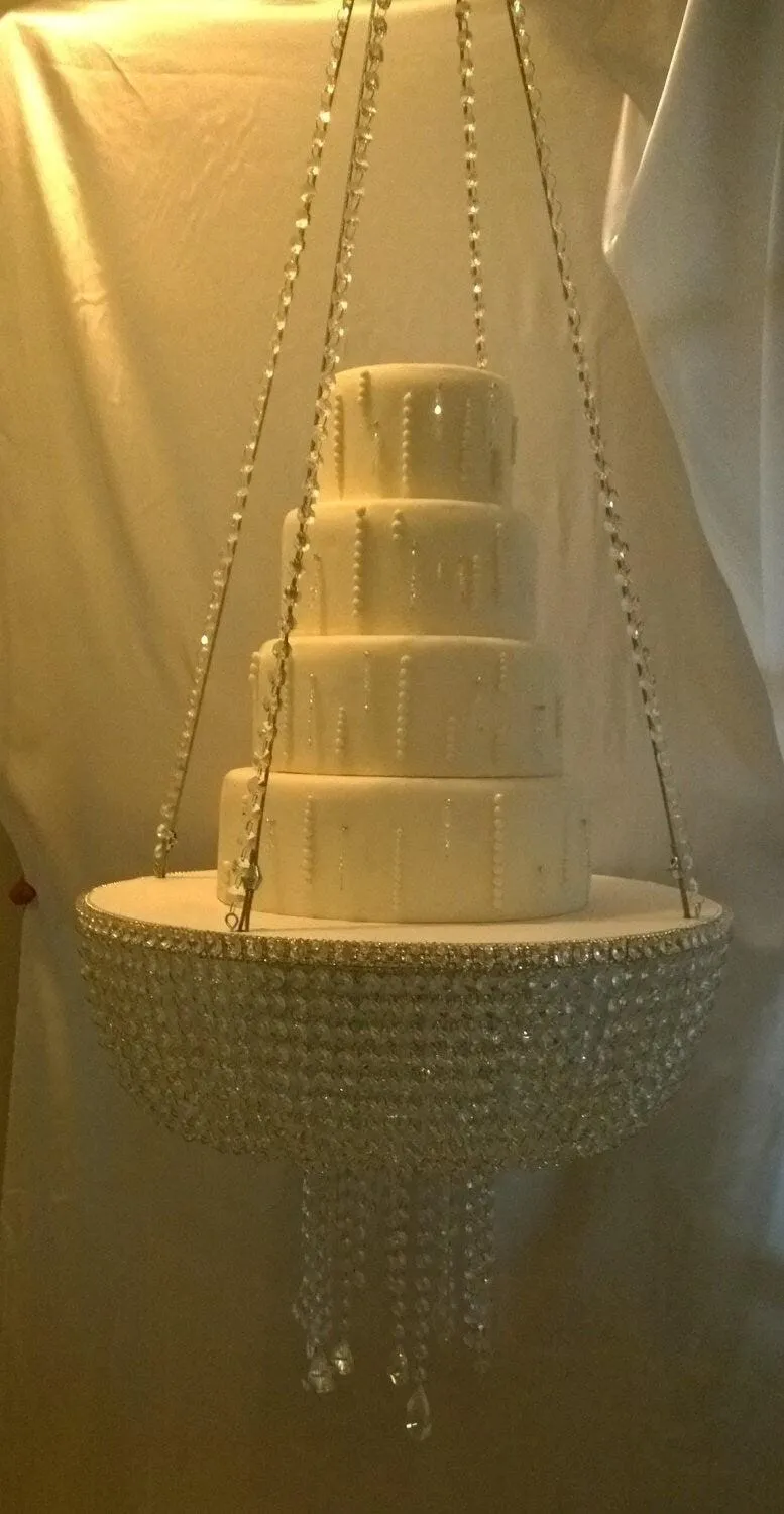 Cake Swing, Crystal Chandelier suspended cake platform. PREMIUM Glass crystal Heavy duty by Crystal wedding uk