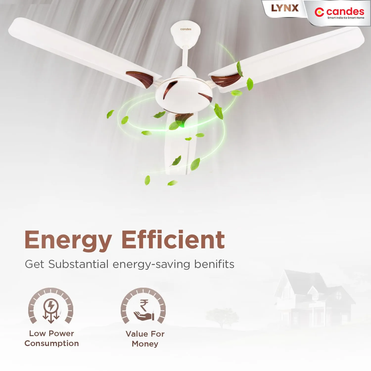 Candes Lynx Ceiling Fans For Home 1200Mm / 48 Inch | Bee 3 stars Rated, High Air Delivery, Noiseless & Energy Efficient | 1 1 Years Warranty | Ivory