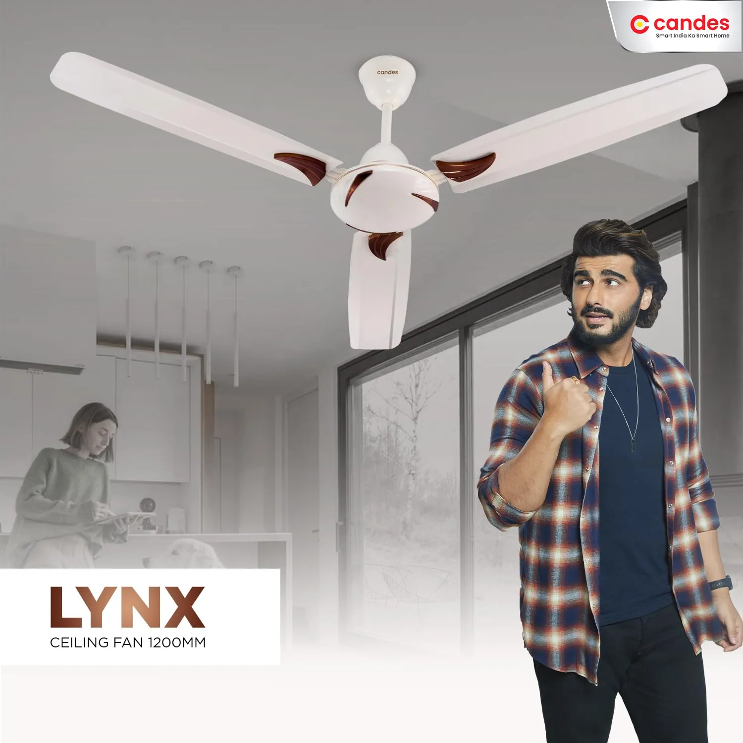 Candes Lynx Ceiling Fans For Home 1200Mm / 48 Inch | Bee 3 stars Rated, High Air Delivery, Noiseless & Energy Efficient | 1 1 Years Warranty | Ivory