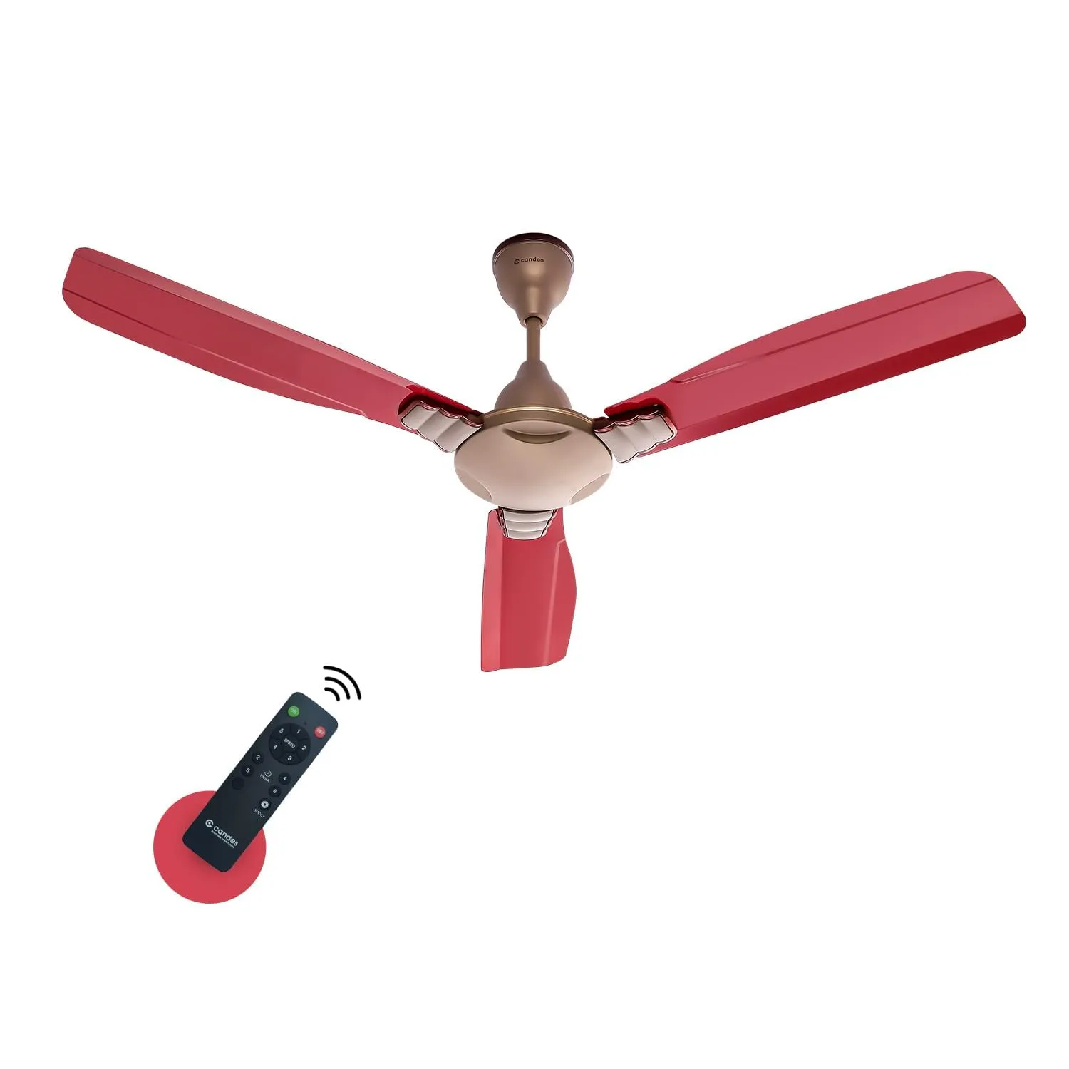 Candes Venue BLDC Ceiling Fan 1200mm / 48 inch | BEE 5 Star Rated, Upto 65% Energy Saving, High Air Delivery & High Speed Ceiling Fans for Home | 2 1 Years Warranty | Golden Red