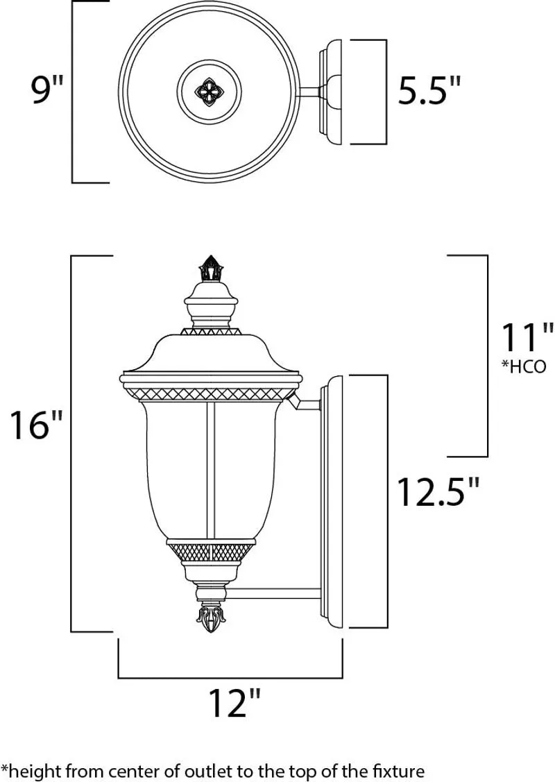 Carriage House 16" Single Light Outdoor Wall Sconce in Oriental Bronze