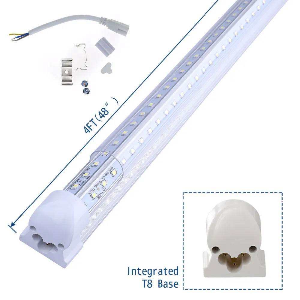 (CASE OF 25) Linkable LED T8 4ft 36w 4,377 Lumen FROSTED LENS (NO RF) V-Series w/Mounting Hardware