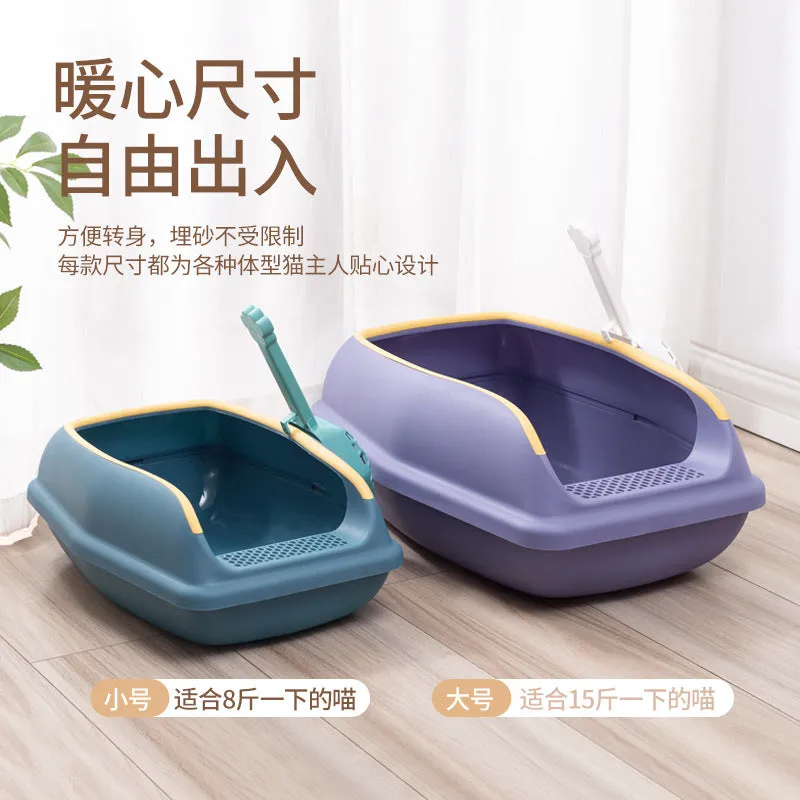 Cat Litter Box Anti-splash Cat Toilet Open Cat Litter Box Semi-closed Cat Nest With Cat Litter Shovel Pet Supplies