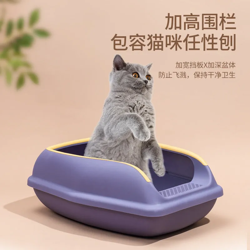 Cat Litter Box Anti-splash Cat Toilet Open Cat Litter Box Semi-closed Cat Nest With Cat Litter Shovel Pet Supplies