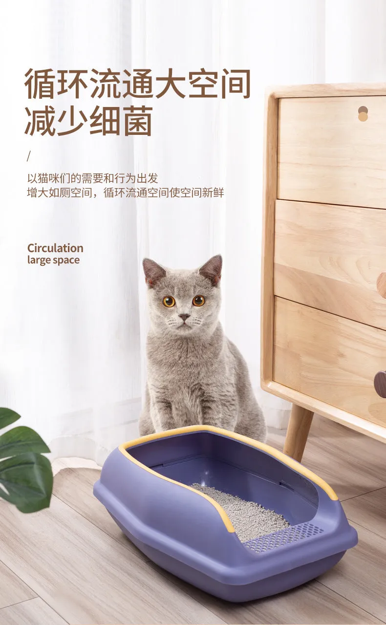 Cat Litter Box Anti-splash Cat Toilet Open Cat Litter Box Semi-closed Cat Nest With Cat Litter Shovel Pet Supplies