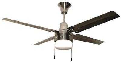 Ceiling Fan-48" Brushed Chrome, Frosted Glass Inc Light Kit