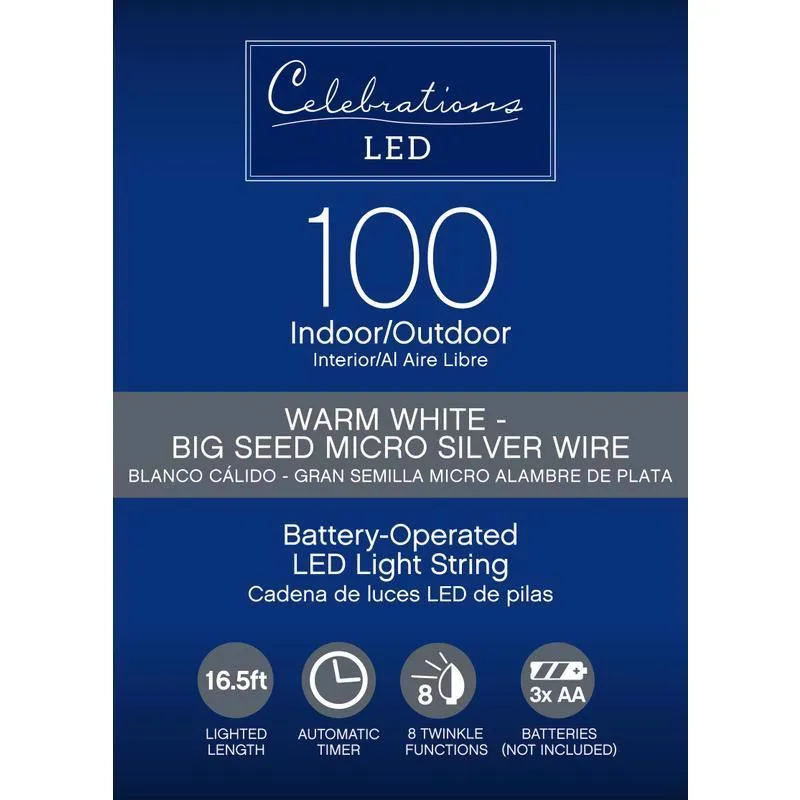 Celebrations LED Micro Dot/Fairy Clear/Warm White 100 ct String Christmas Lights 16.5 ft.