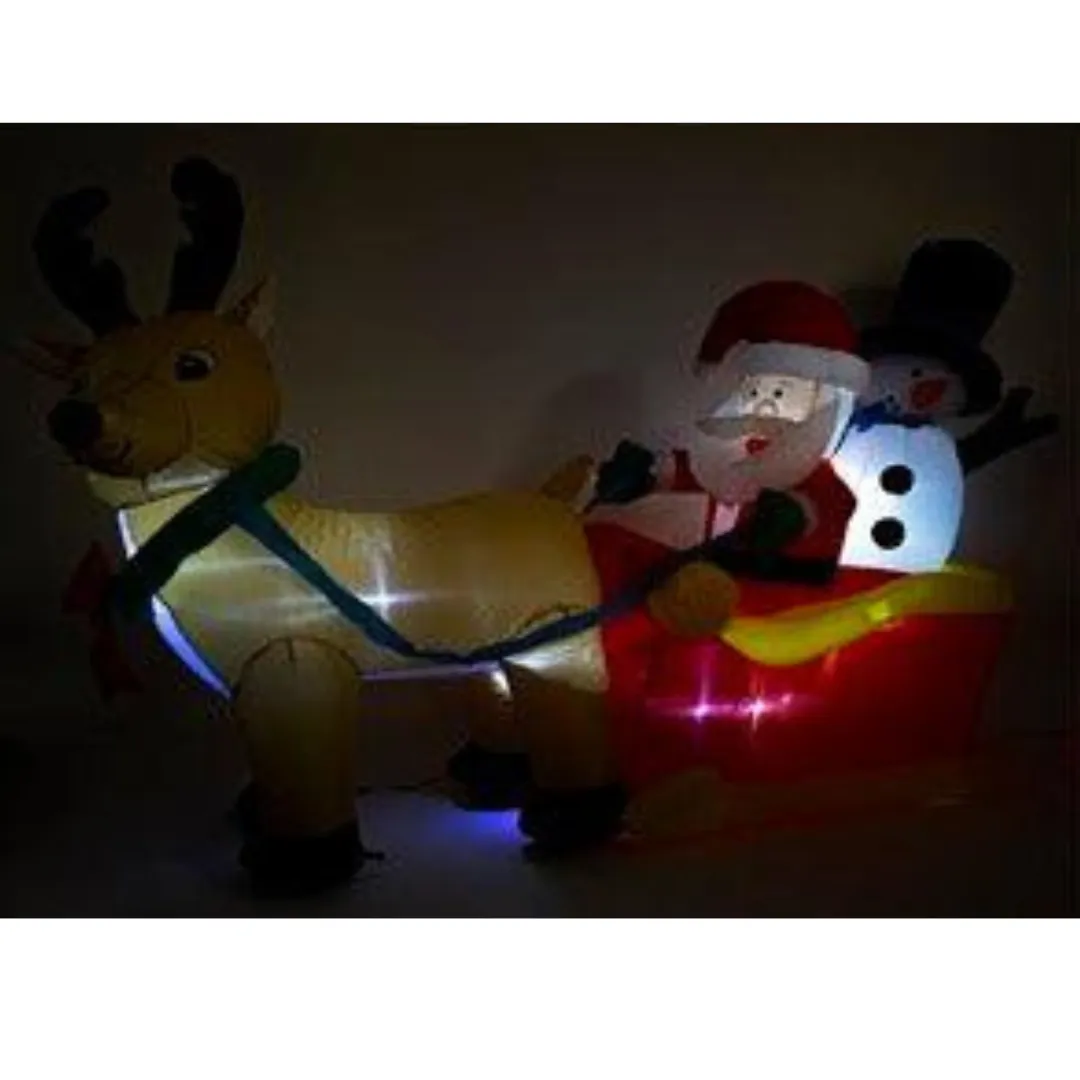 Christmas Inflatable Outdoor with Santa & Snowman In Sleigh Decoration - 1.5M