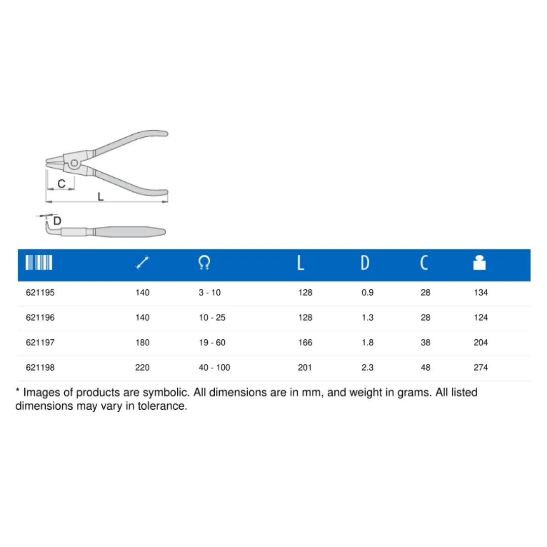 Circlip External Lock Rings Pliers - Bent - 534PLUS/1DP