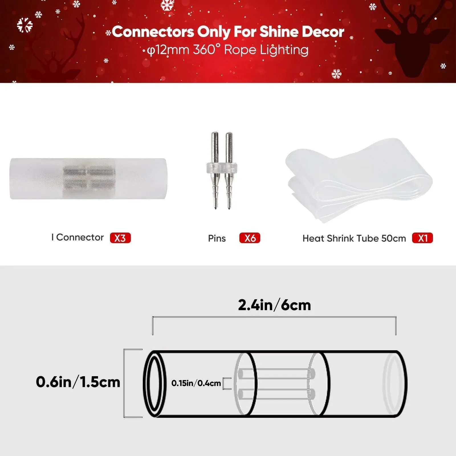 Connector Pack For 110V Candy Cane LED Rope Light and Patriotic Rope Light