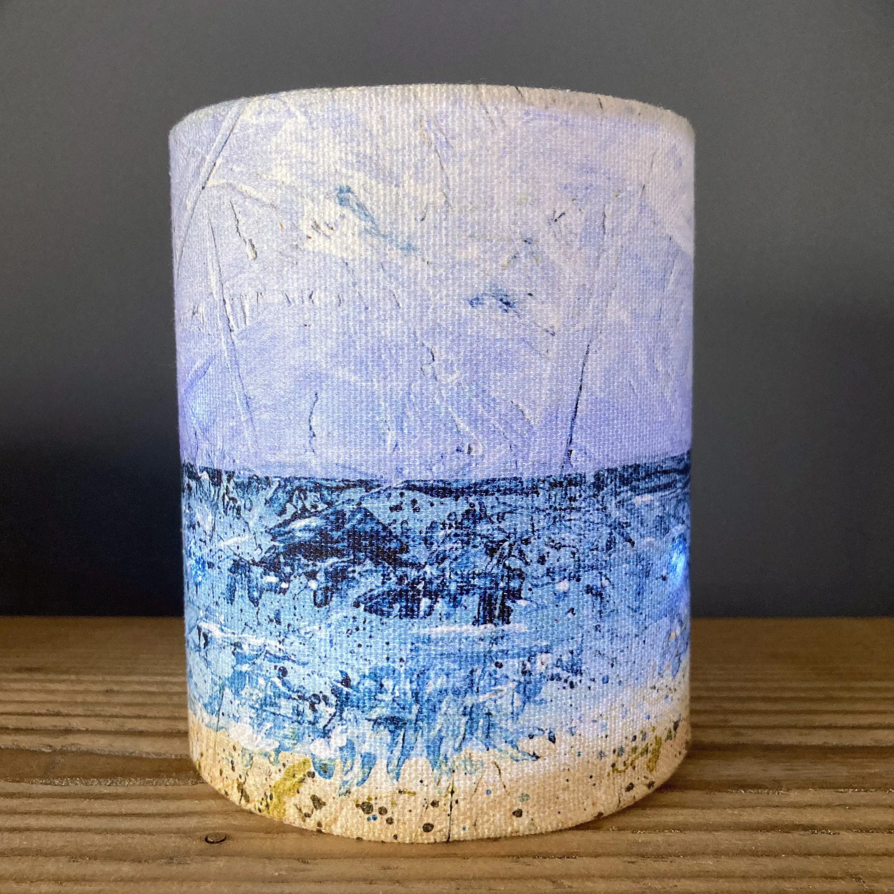 Cornish seascape fabric lantern |  handmade lampshade for fairy lights or battery operated tea light