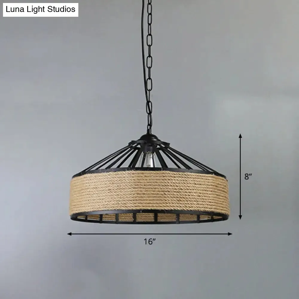 Country Restaurant Pendant Lamp - Black Metal Cone Shade