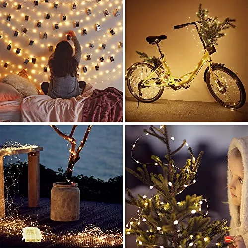 DAYBETTER Solar String Lights, 2 Pack 50Ft 150 LED Solar Fairy Lights Waterproof, 8 Modes Copper Wire Solar Christmas Decorations Lights Outdoor for Tree Christmas, Garden, Party (Warm White)