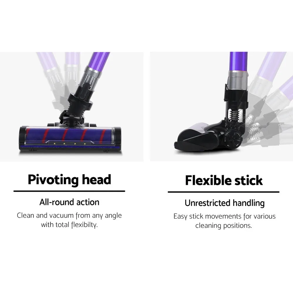 Devanti Stick Vacuum Cleaner Roller Brush Cordless 150W Purple