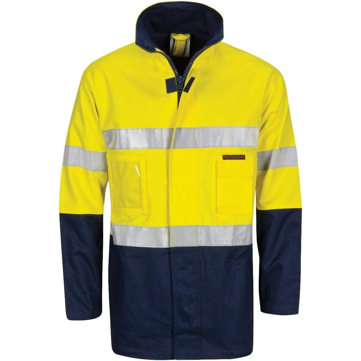 Dnc Workwear Hi-vis Cotton Drill 2-in-1 Jacket With Generic Reflective Tape - 3767