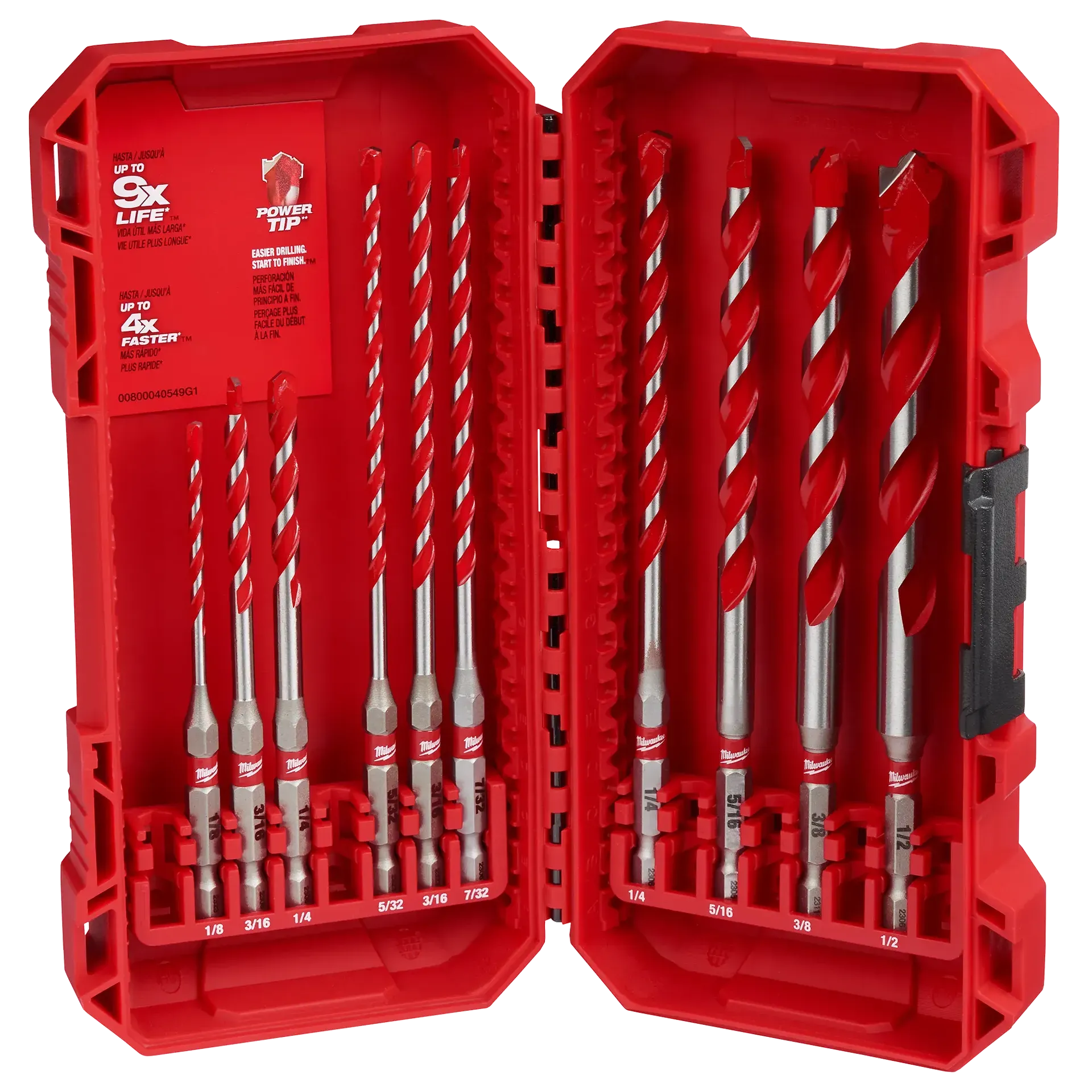 Drill Bits - Milwaukee 10PC. SHOCKWAVE Impact Duty™ Carbide Hammer Drill Bit Set, 48-20-9058