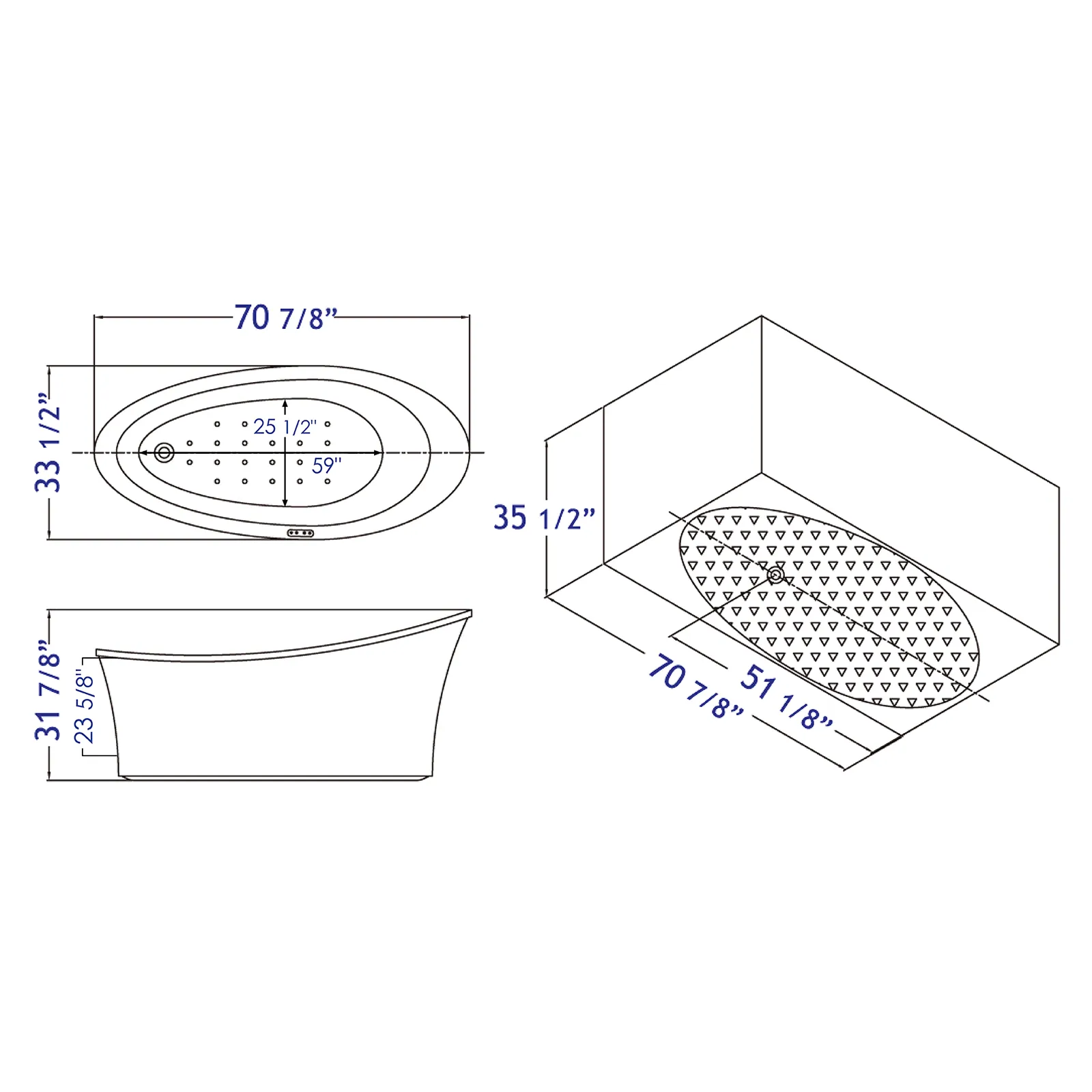 EAGO AM1800 6 ft White Free Standing Air Bubble Bathtub