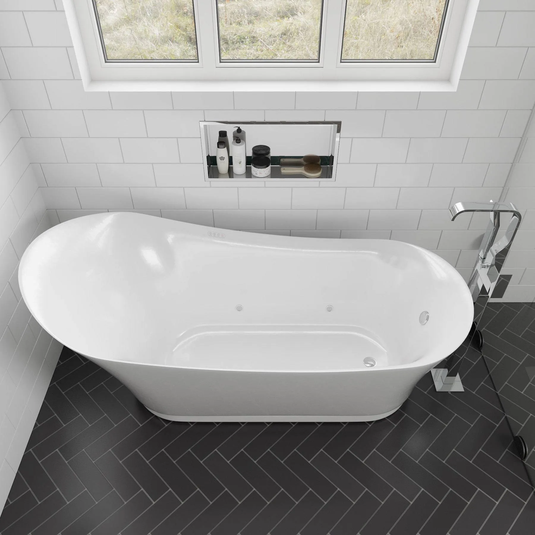 EAGO AM2140 6 Foot White Free Standing Air Bubble Bathtub