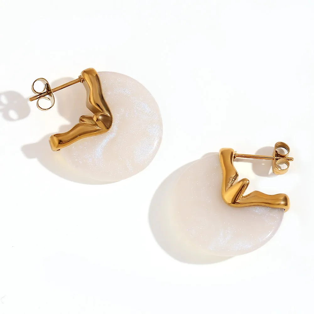 Fashion Fan-Shape Geometric Stainless Steel 18K Gold Plated Earrings