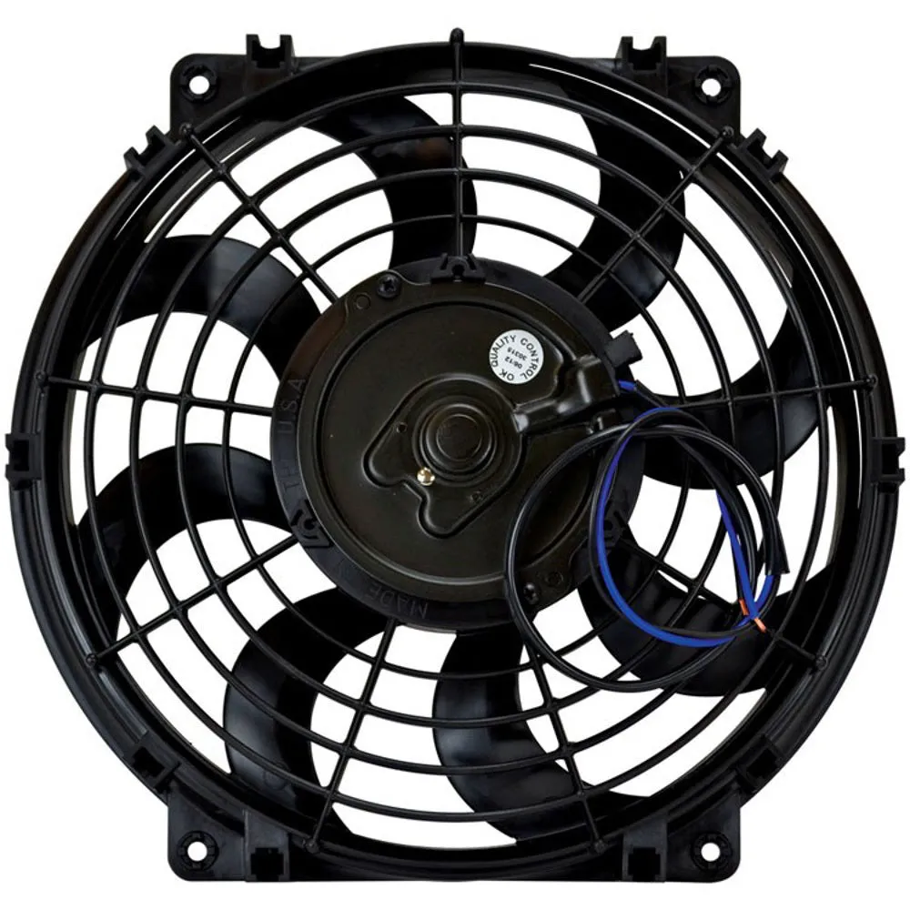 Flex-A-Lite Black Magic S-Blade Electric Cooling Fan - 12" Fan - Push/Pull - 925 CFM - 12V - Curved Blade - 12-5/8 x 11-3/4" - 2-5/8" Thick