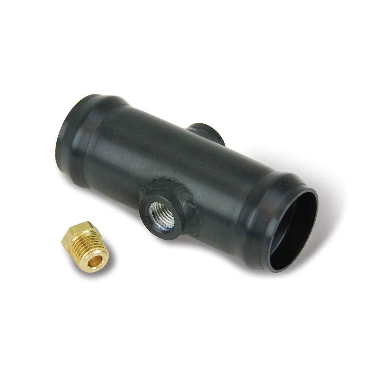 Flex-A-Lite Water Temperature In-Line Hose Adapter - Port Plug Included - Aluminum - Black - 1-1/2" Radiator Hose