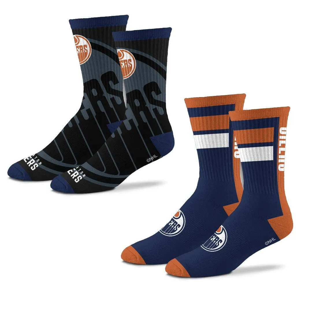 For Bare Feet Men's NHL Edmonton Oilers Double Duo 2 Pack Socks