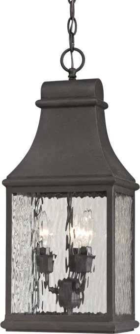 Forged Jefferson 3 Light Outdoor Pendant In Charcoal