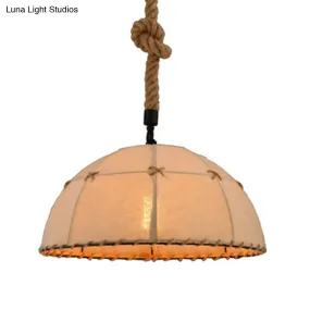 Geometric Antique Pendant Light with Metallic Shade and Hemp Rope for Restaurants