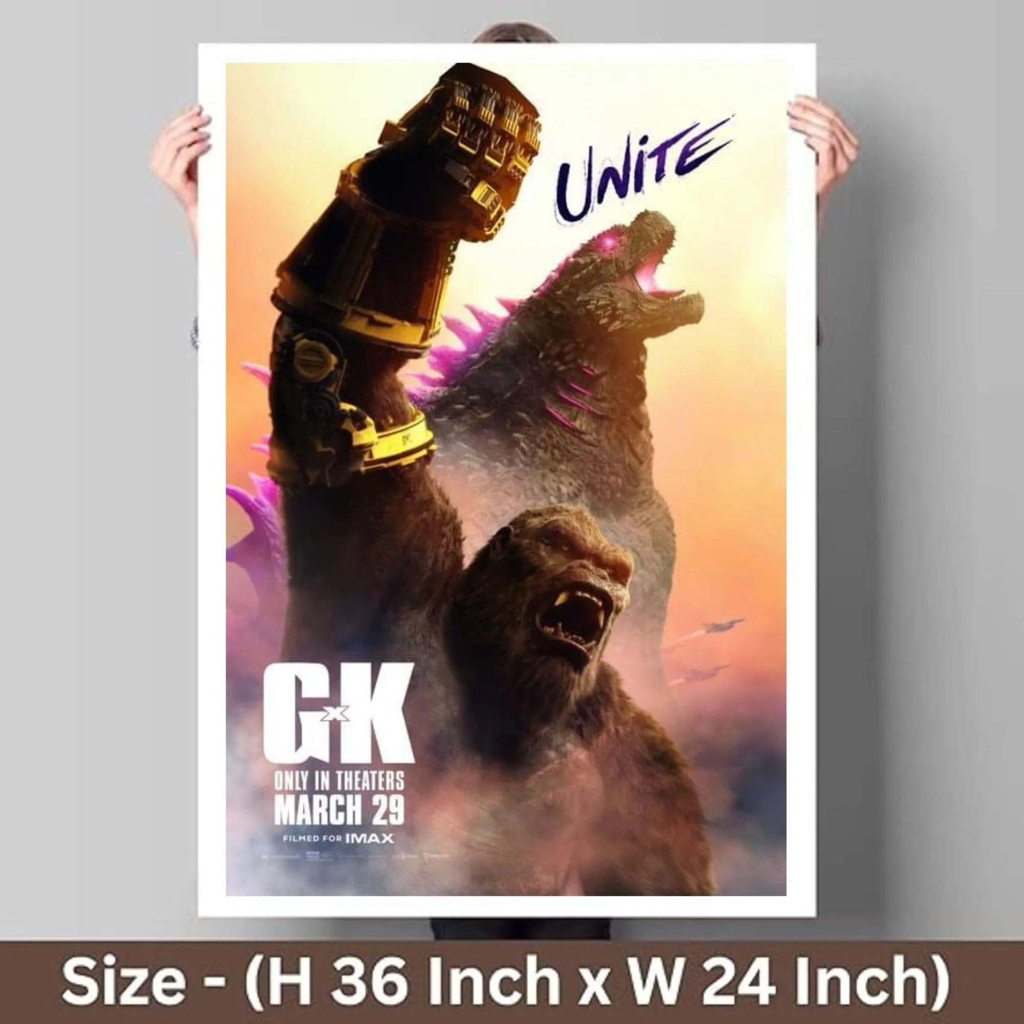 Godzilla vs Kong Movie Poster - Original Double-Sided Print, 36x24 Inches - Ideal for Home Decor and Movie Fans