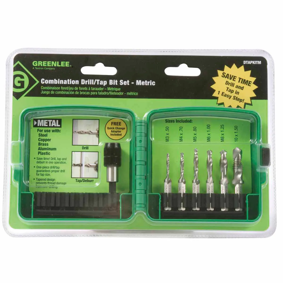 Greenlee DTAPKITM 6-Piece Metric Drill / Tap Set