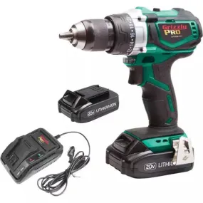 Grizzly PRO T30290X2 - 20V Hammer Drill Kit with 2 Li-Ion Batteries & Charger