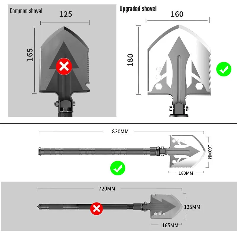 Heavy Duty Customized Multifunction Shovel Tool Kit For Outdoor Camping Survival Spade