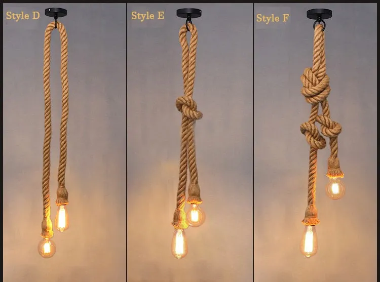 Hemp rope chandelier retro industrial style