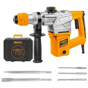 Homdum 1050W INGCO demolition hammer RH10508 cum Industrial Rotary drilling machine With SDS plus 3 drills and 2 chisels, heavy duty 5kg Breaker