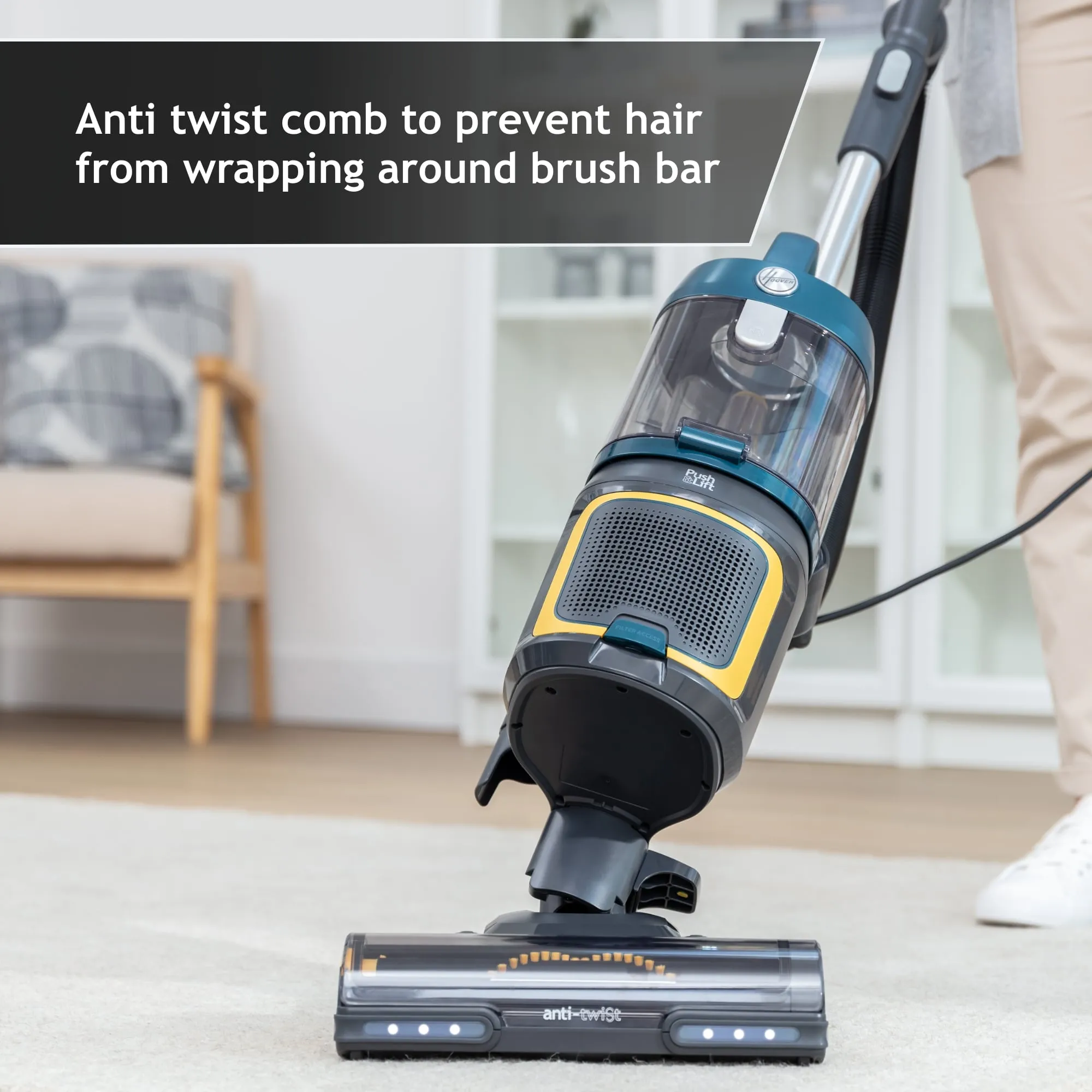 Hoover Upright Vacuum Cleaner with Anti Hair Wrap, Blue - HL5