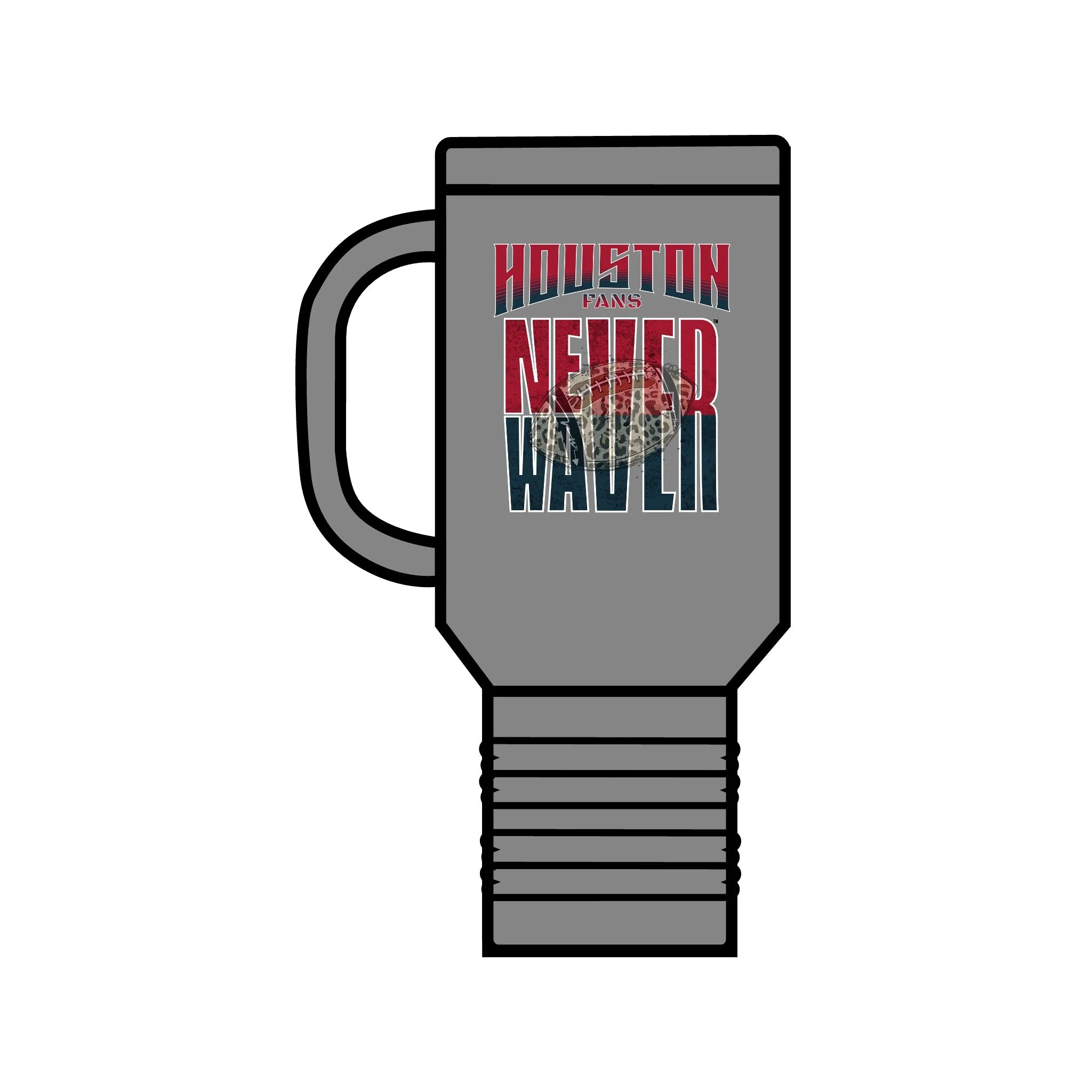 Huston Fans Never Waver W-Leopard Football Insulated Travel Mug, 40oz