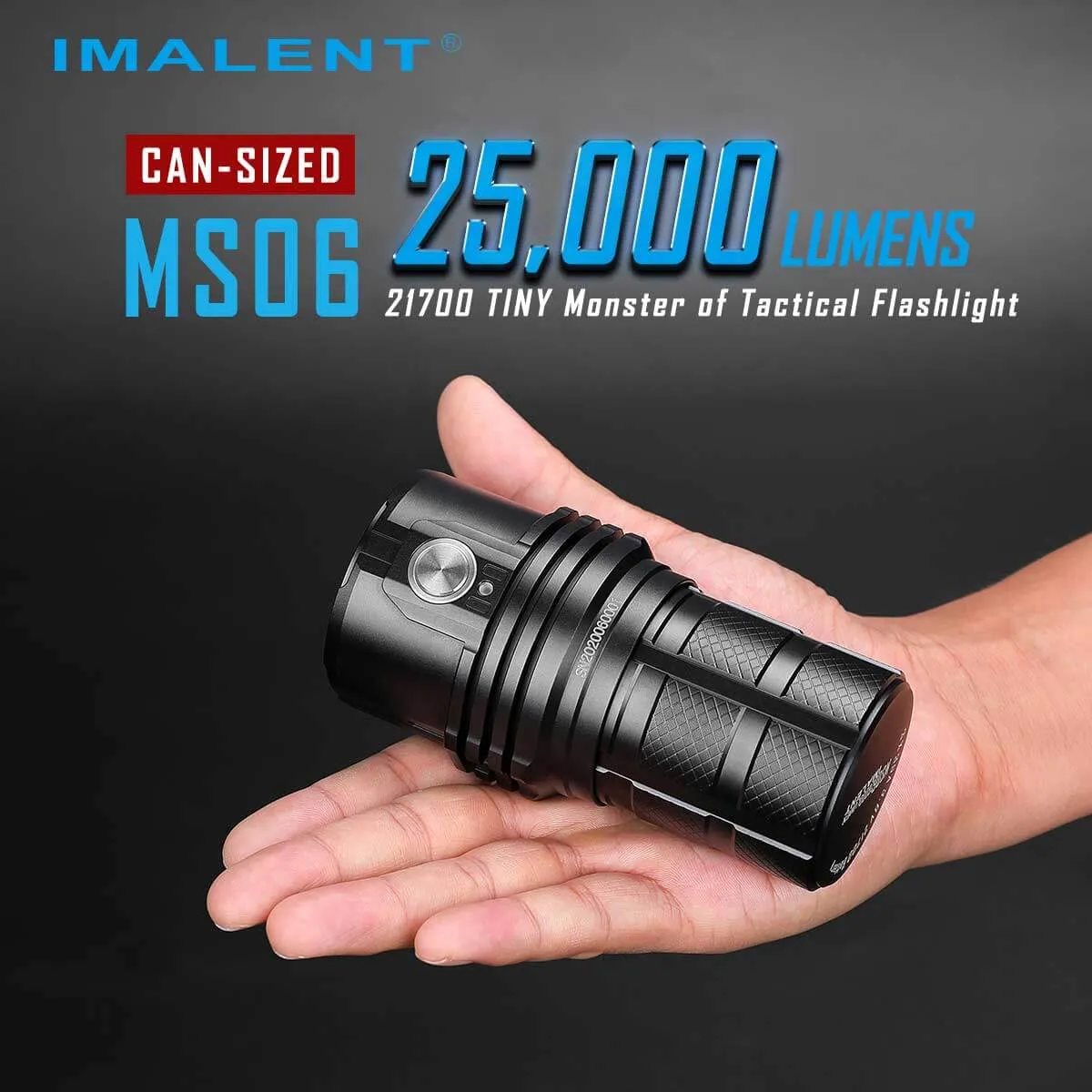 IMALENT Rechargeable LED Flashlight 25000 Lumens, with 3 x 21700 Batteries