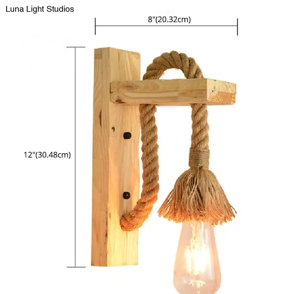 Industrial Bare Bulb Wall Sconce with Braided Rope for Restaurant Corridor Lighting