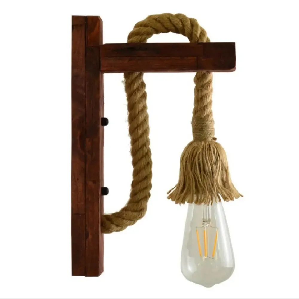 Industrial Bare Bulb Wall Sconce with Braided Rope for Restaurant Corridor Lighting