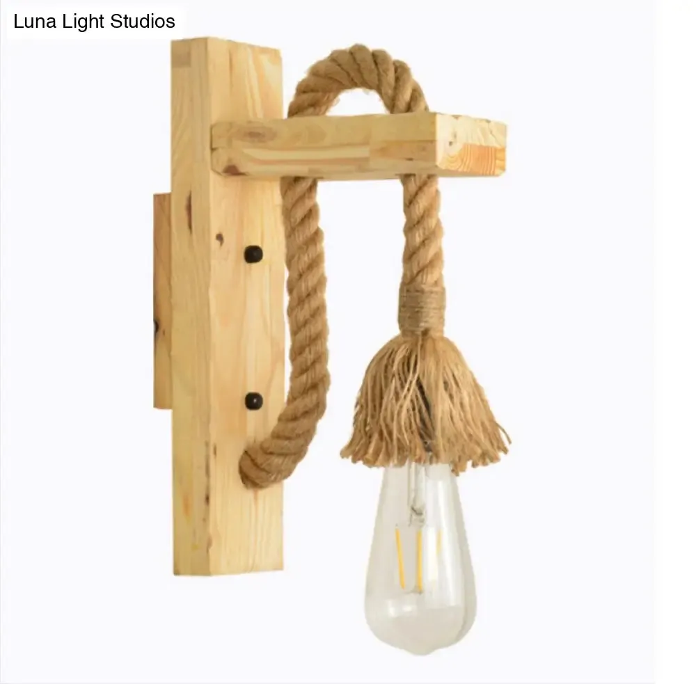 Industrial Bare Bulb Wall Sconce with Braided Rope for Restaurant Corridor Lighting