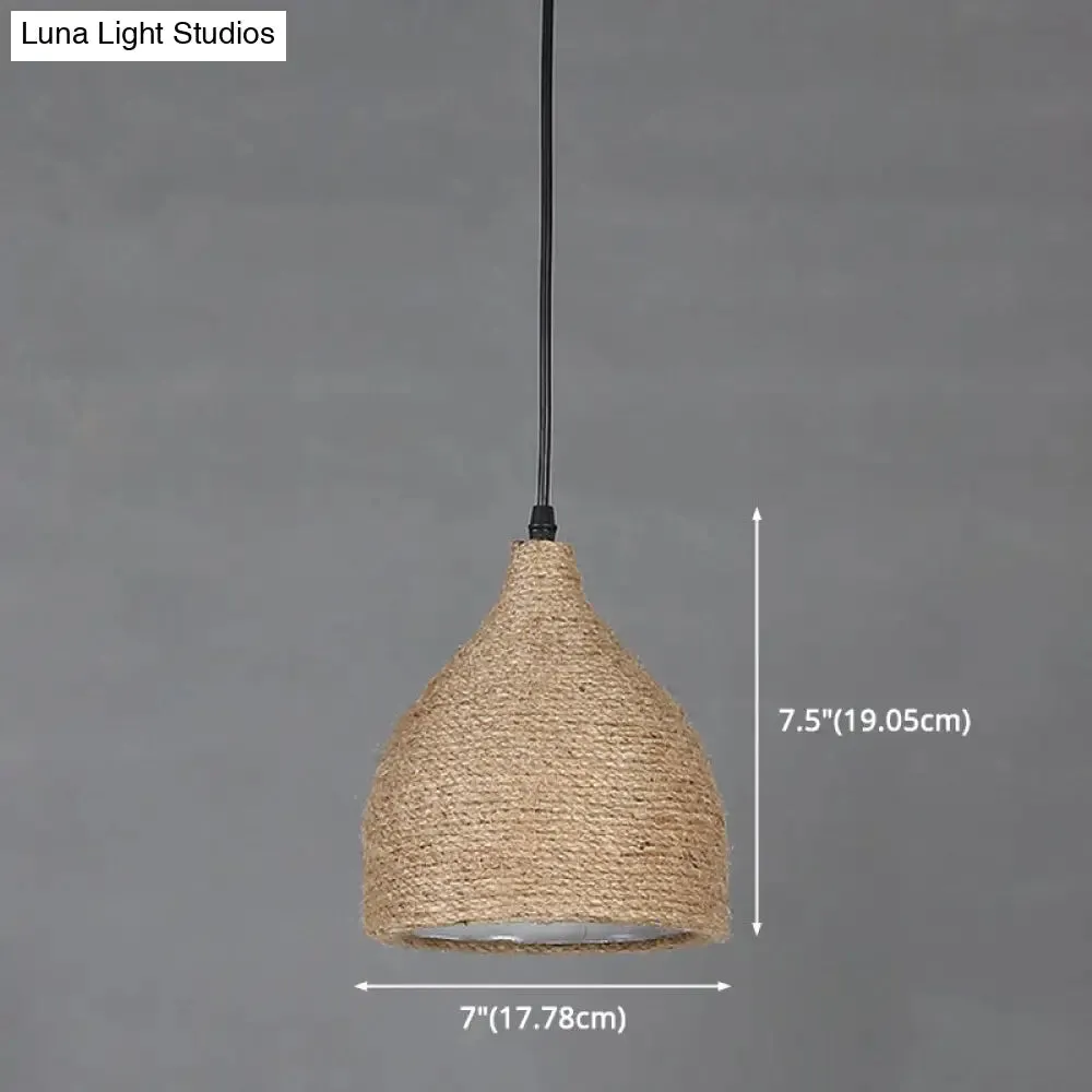 Industrial Beige Rope Pendant Lighting Fixture for Dining Rooms