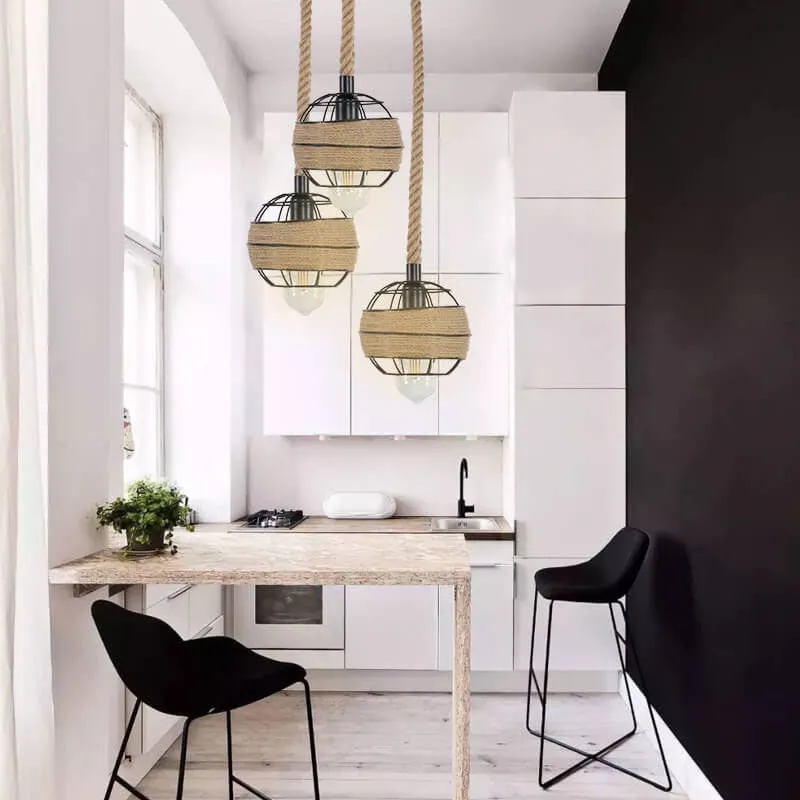 Industrial Style Nostalgic Rattan Hemp Rope 1-Light Pendant Light