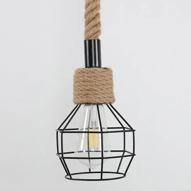 Industrial Style Nostalgic Rattan Hemp Rope 1-Light Pendant Light