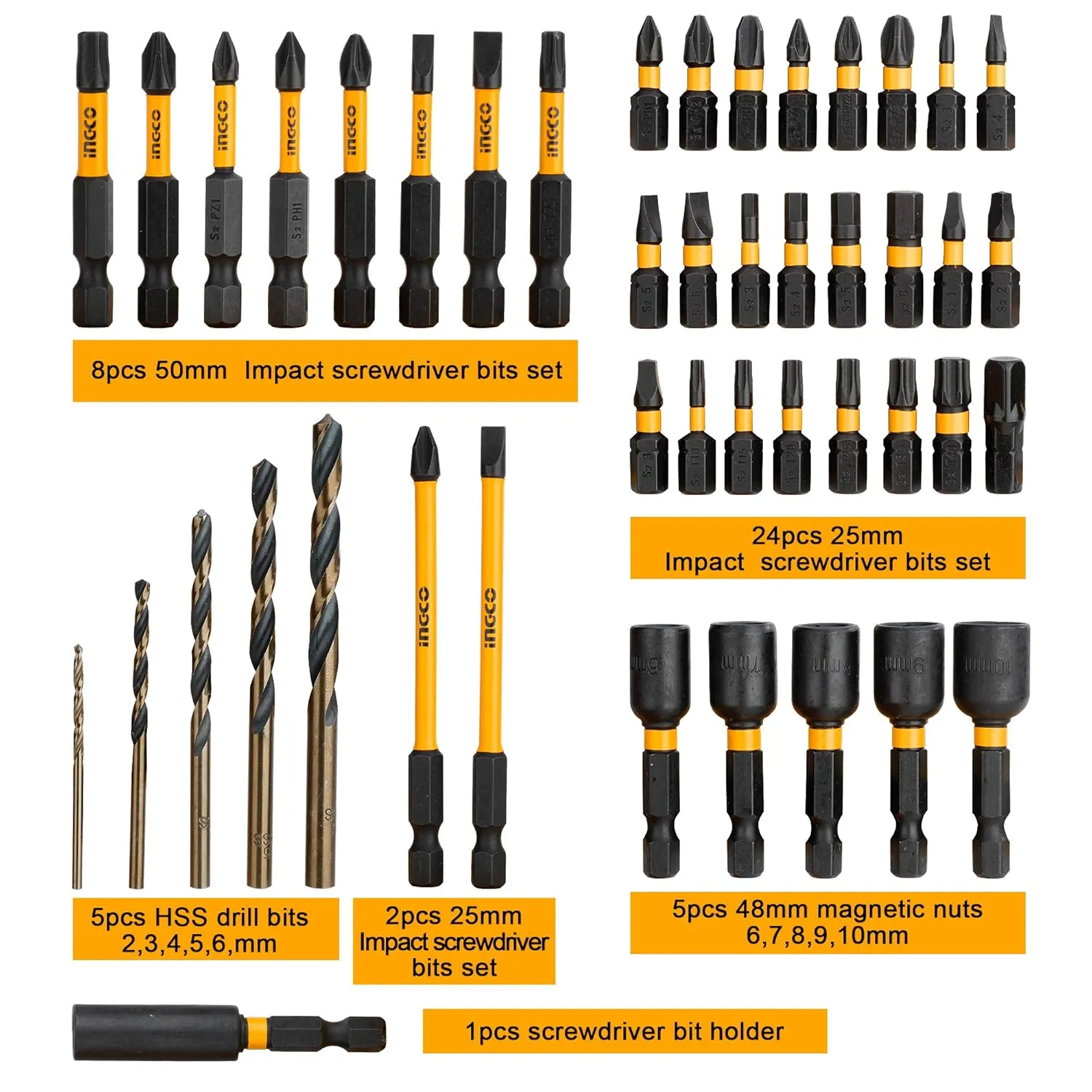 INGCO 45 Pcs impact screwdriver bit set  AKDL24502