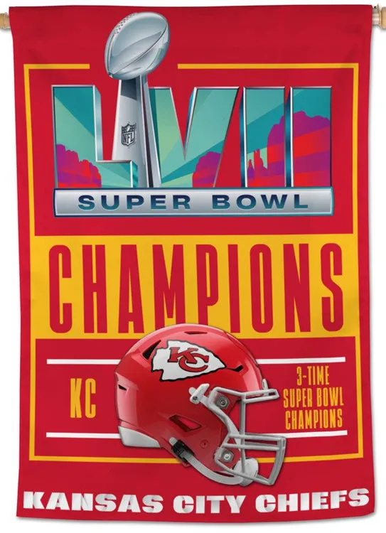 Kansas City Chiefs SUPER BOWL LVII CHAMPIONS (2023) Official NFL 28" x 40" BANNER - Wincraft Inc.