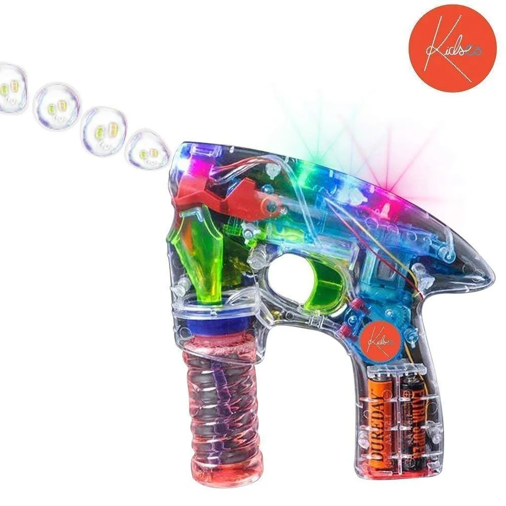 Kicko Bubble Gun Blower Machine - Light-up LED Transparent Blaster - for Kids, Playing