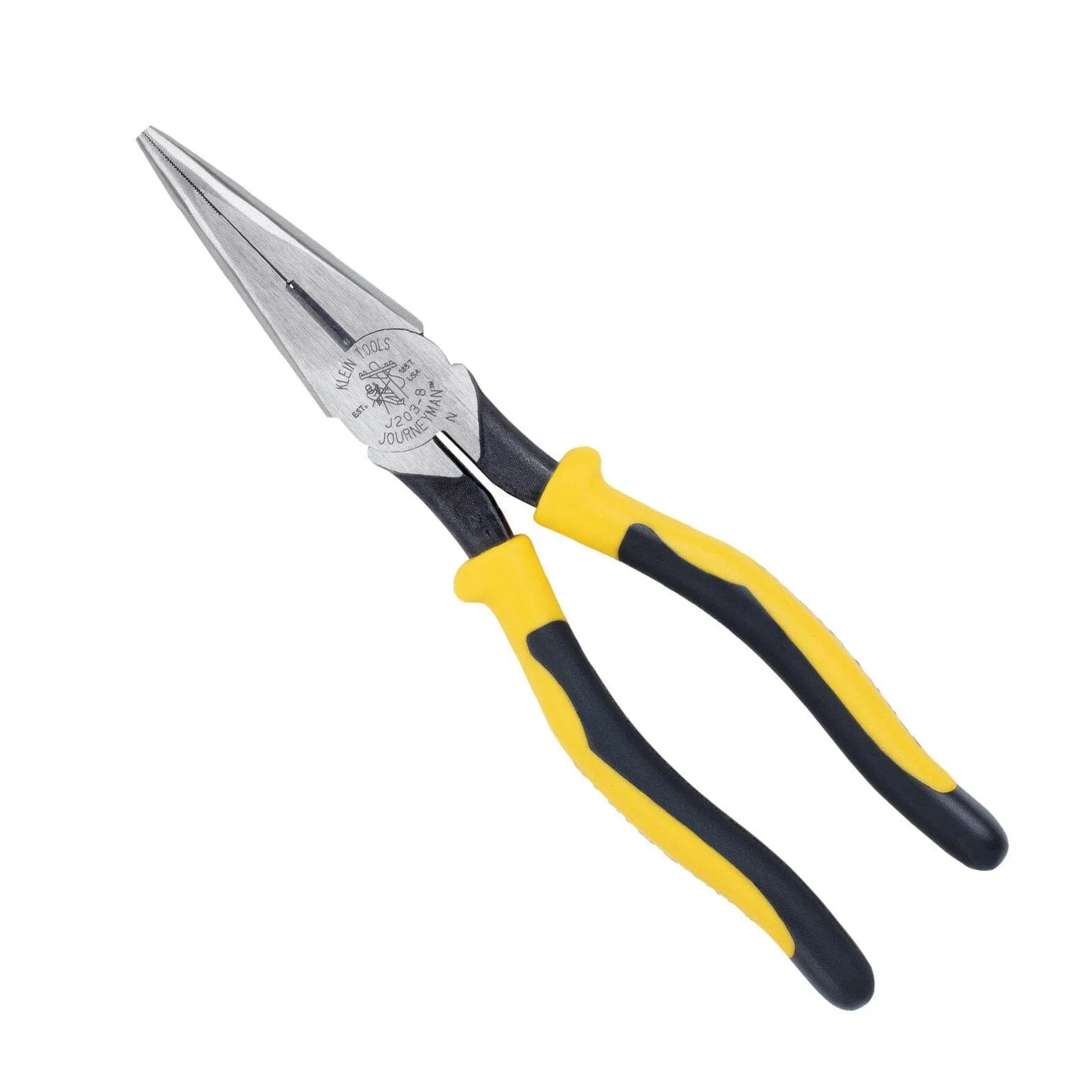 Klein 8'' Journeyman Heavy-Duty Long-Nose Pliers Side-Cutting - J203-8