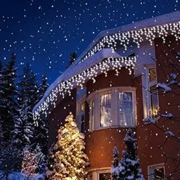 LED Indoor & Outdoor Snowing Icicle Lights with White Cable (240 Lights) - White Lights