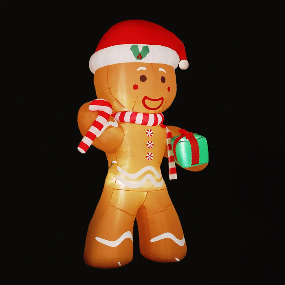 LED Lit Gingerbread Man Christmas Inflatable 2.4M | Jingle Jollys